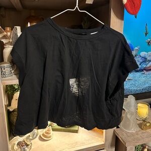 Black Cropped open back T-Shirt